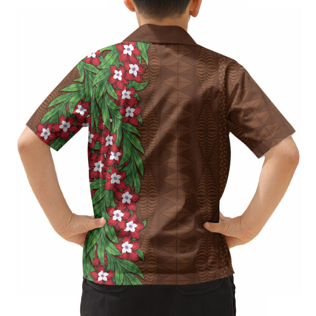 Tonga Language Week Hawaiian Shirt Heilala Floral Brown LT05 - Polynesian Pride