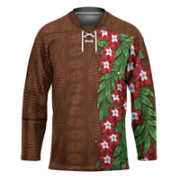 Tonga Language Week Hockey Jersey Heilala Floral Brown LT05 Unisex Brown - Polynesian Pride