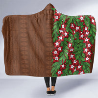 Tonga Language Week Hooded Blanket Heilala Floral Brown LT05 One Size Brown - Polynesian Pride
