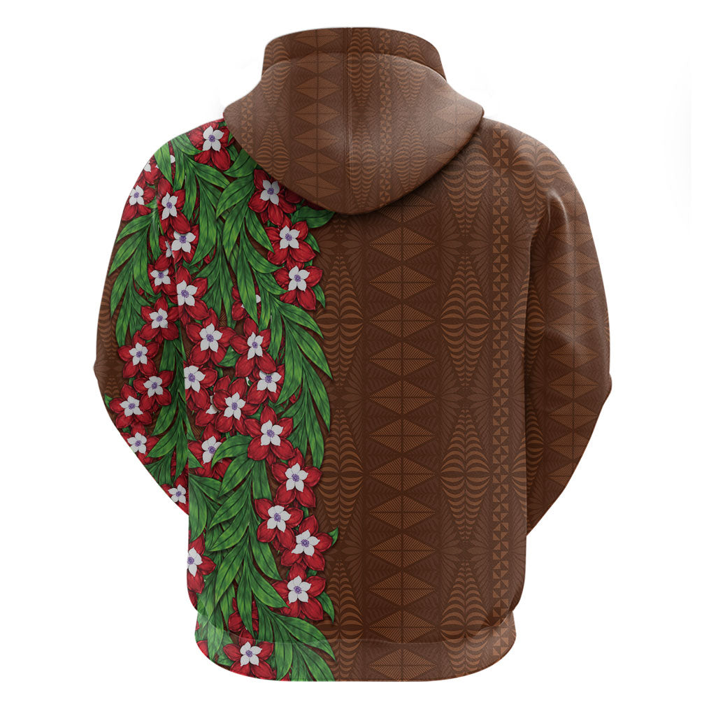 Tonga Language Week Hoodie Heilala Floral Brown LT05 - Polynesian Pride