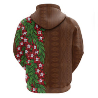 Tonga Language Week Hoodie Heilala Floral Brown LT05 - Polynesian Pride