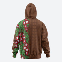 Tonga Language Week Hoodie Heilala Floral Brown LT05 - Polynesian Pride