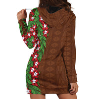 Tonga Language Week Hoodie Dress Heilala Floral Brown LT05 - Polynesian Pride