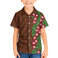 Tonga Language Week Kid Hawaiian Shirt Heilala Floral Brown LT05 Kid Brown - Polynesian Pride
