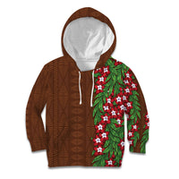 Tonga Language Week Kid Hoodie Heilala Floral Brown LT05 Hoodie Brown - Polynesian Pride