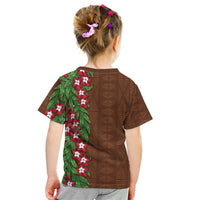 Tonga Language Week Kid T Shirt Heilala Floral Brown LT05 - Polynesian Pride