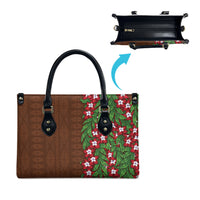 Tonga Language Week Leather Bag Heilala Floral Brown LT05 - Polynesian Pride