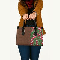 Tonga Language Week Leather Bag Heilala Floral Brown LT05 - Polynesian Pride