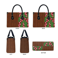 Tonga Language Week Leather Bag Heilala Floral Brown LT05 - Polynesian Pride