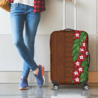 Tonga Language Week Luggage Cover Heilala Floral Brown LT05 - Polynesian Pride