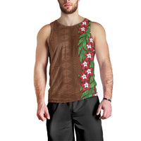 Tonga Language Week Men Tank Top Heilala Floral Brown LT05 - Polynesian Pride