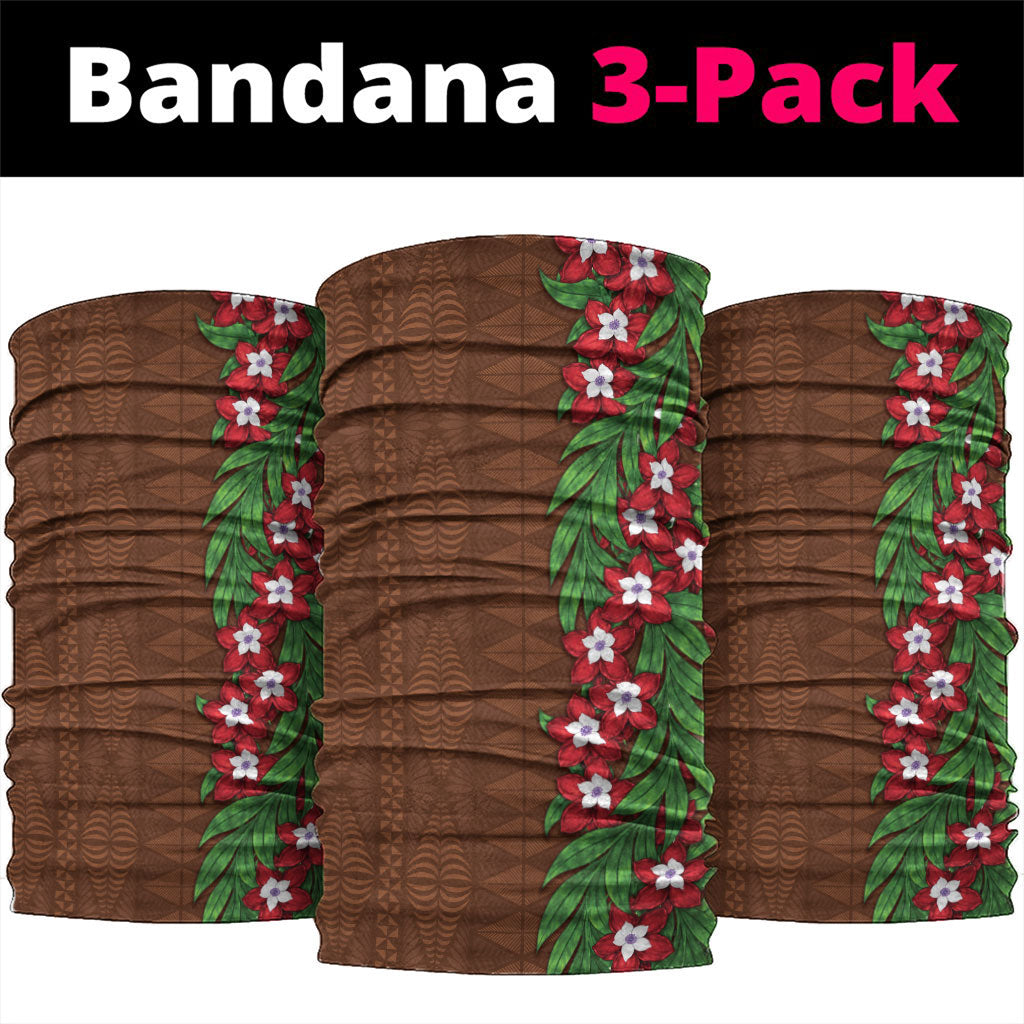 Tonga Language Week Neck Gaiter Heilala Floral Brown LT05 package One Size: 25*50cm Brown - Polynesian Pride