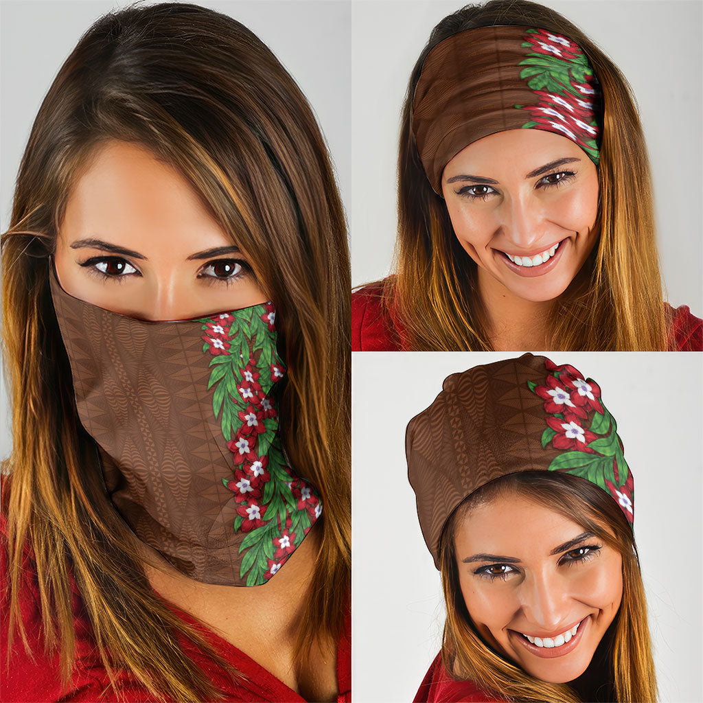 Tonga Language Week Neck Gaiter Heilala Floral Brown LT05 - Polynesian Pride