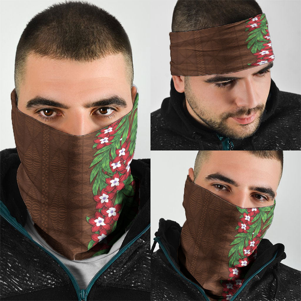 Tonga Language Week Neck Gaiter Heilala Floral Brown LT05 - Polynesian Pride