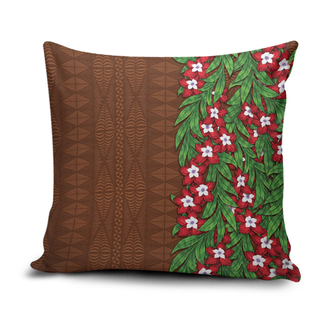 Tonga Language Week Pillow Cover Heilala Floral Brown LT05 Brown - Polynesian Pride