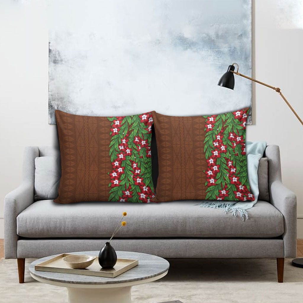 Tonga Language Week Pillow Cover Heilala Floral Brown LT05 - Polynesian Pride