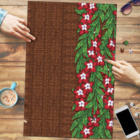Tonga Language Week Puzzle Heilala Floral Brown LT05 Brown - Polynesian Pride