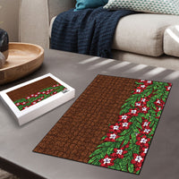 Tonga Language Week Puzzle Heilala Floral Brown LT05 - Polynesian Pride