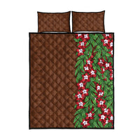 Tonga Language Week Quilt Bed Set Heilala Floral Brown LT05 - Polynesian Pride