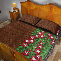 Tonga Language Week Quilt Bed Set Heilala Floral Brown LT05 - Polynesian Pride