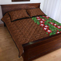 Tonga Language Week Quilt Bed Set Heilala Floral Brown LT05 - Polynesian Pride