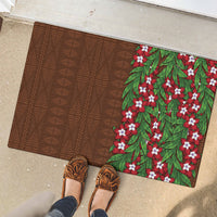 Tonga Language Week Rubber Doormat Heilala Floral Brown LT05 - Polynesian Pride