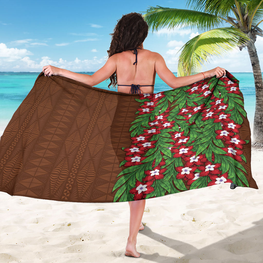 Tonga Language Week Sarong Heilala Floral Brown LT05 - Polynesian Pride