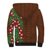 Tonga Language Week Sherpa Hoodie Heilala Floral Brown LT05 - Polynesian Pride