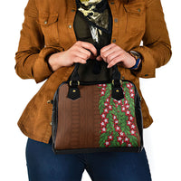 Tonga Language Week Shoulder Handbag Heilala Floral Brown LT05 - Polynesian Pride
