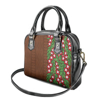 Tonga Language Week Shoulder Handbag Heilala Floral Brown LT05 - Polynesian Pride