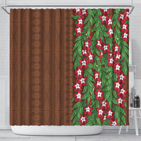 Tonga Language Week Shower Curtain Heilala Floral Brown LT05 - Polynesian Pride