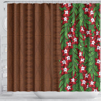 Tonga Language Week Shower Curtain Heilala Floral Brown LT05 - Polynesian Pride