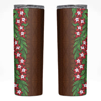 Tonga Language Week Skinny Tumbler Heilala Floral Brown LT05 Brown - Polynesian Pride