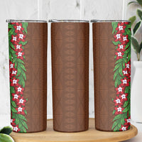 Tonga Language Week Skinny Tumbler Heilala Floral Brown LT05 - Polynesian Pride