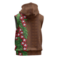 Tonga Language Week Sleeveless Hoodie Heilala Floral Brown LT05 - Polynesian Pride