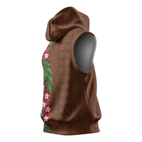 Tonga Language Week Sleeveless Hoodie Heilala Floral Brown LT05 - Polynesian Pride