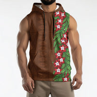 Tonga Language Week Sleeveless Hoodie Heilala Floral Brown LT05 - Polynesian Pride