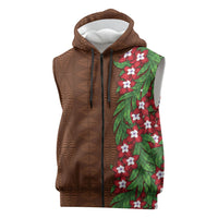 Tonga Language Week Sleeveless Zip Hoodie Heilala Floral Brown LT05 Brown - Polynesian Pride