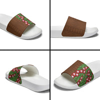 Tonga Language Week Slide Sandals Heilala Floral Brown LT05 - Polynesian Pride