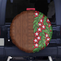 Tonga Language Week Spare Tire Cover Heilala Floral Brown LT05 No hole Brown - Polynesian Pride