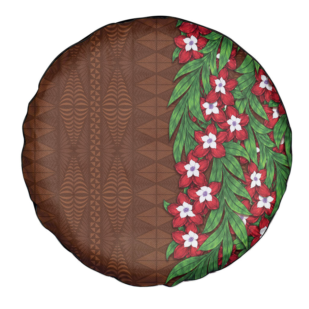 Tonga Language Week Spare Tire Cover Heilala Floral Brown LT05 - Polynesian Pride