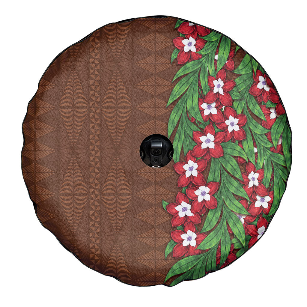 Tonga Language Week Spare Tire Cover Heilala Floral Brown LT05 - Polynesian Pride
