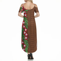 Tonga Language Week Summer Maxi Dress Heilala Floral Brown LT05 - Polynesian Pride