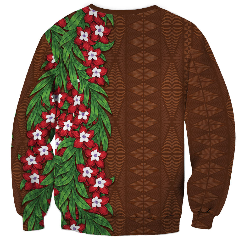Tonga Language Week Sweatshirt Heilala Floral Brown LT05 - Polynesian Pride