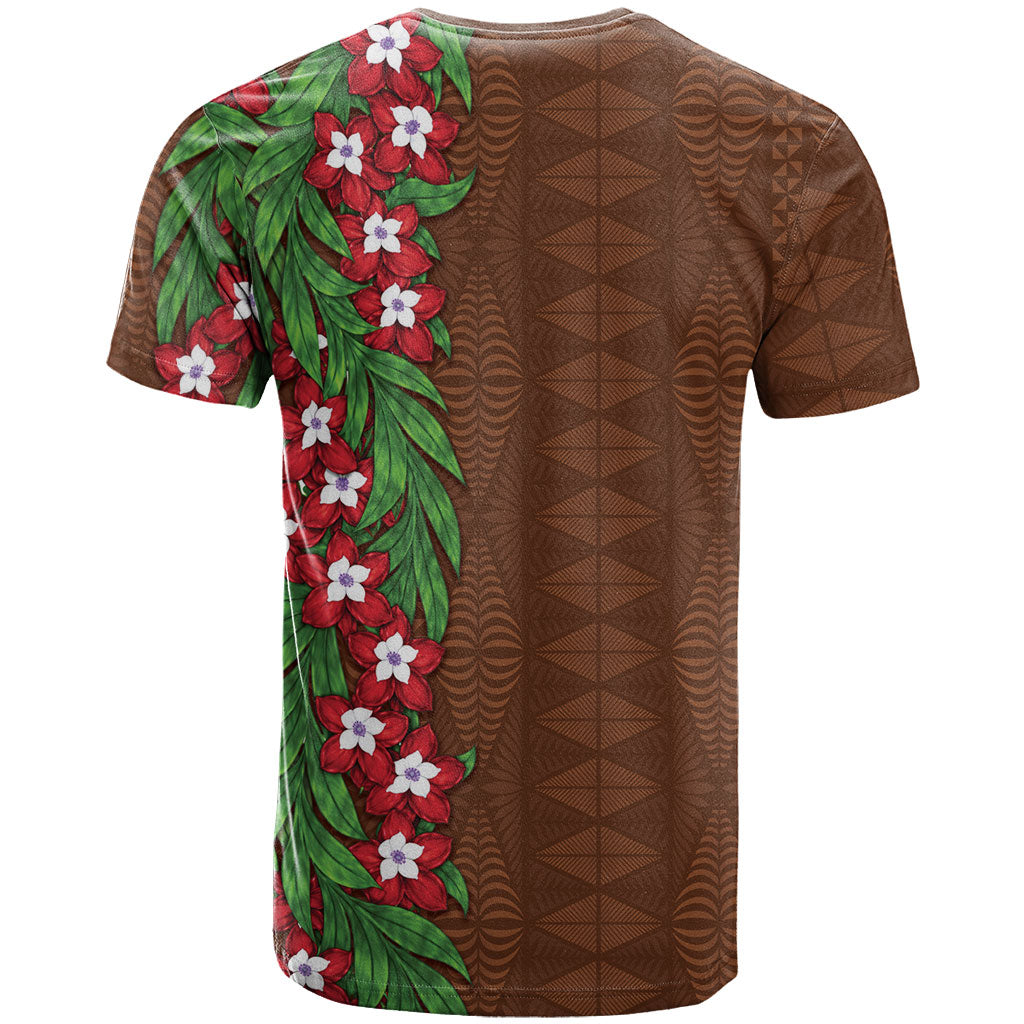 Tonga Language Week T Shirt Heilala Floral Brown LT05 - Polynesian Pride