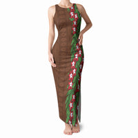 Tonga Language Week Tank Maxi Dress Heilala Floral Brown LT05 Women Brown - Polynesian Pride