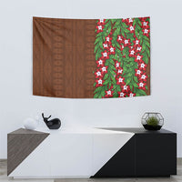 Tonga Language Week Tapestry Heilala Floral Brown LT05 - Polynesian Pride