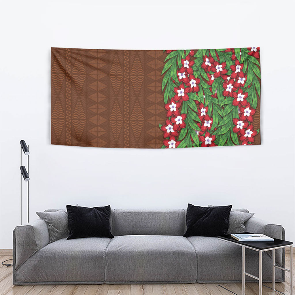Tonga Language Week Tapestry Heilala Floral Brown LT05 - Polynesian Pride
