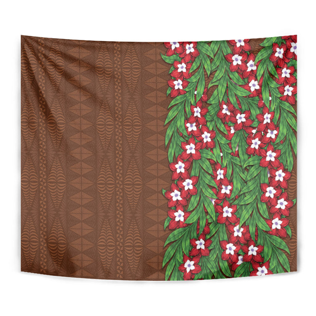 Tonga Language Week Tapestry Heilala Floral Brown LT05 - Polynesian Pride