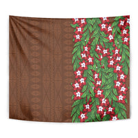 Tonga Language Week Tapestry Heilala Floral Brown LT05 - Polynesian Pride
